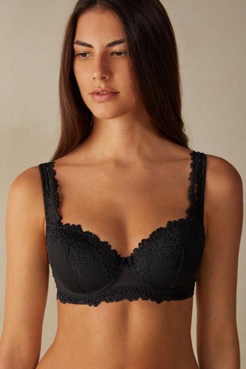 Intimissimi Pretty Flowers Sofia Balconette BH Dame Sort | DK5003SO