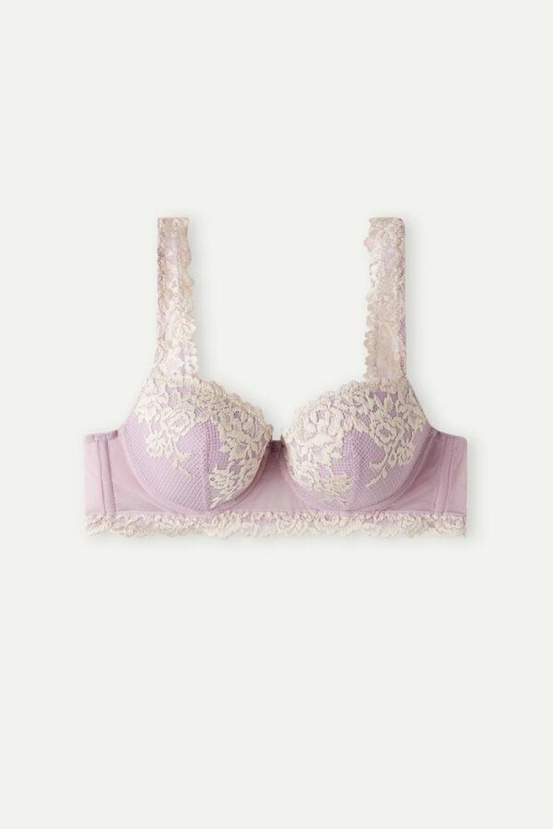 Intimissimi Pretty Flowers Sofia Balconette BH Dame Lilla Hvide | DK4479YU