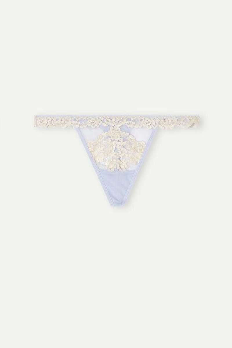 Intimissimi Pretty Flowers String Thong Trusser Dame Lavendel Hvide | DK3813CE