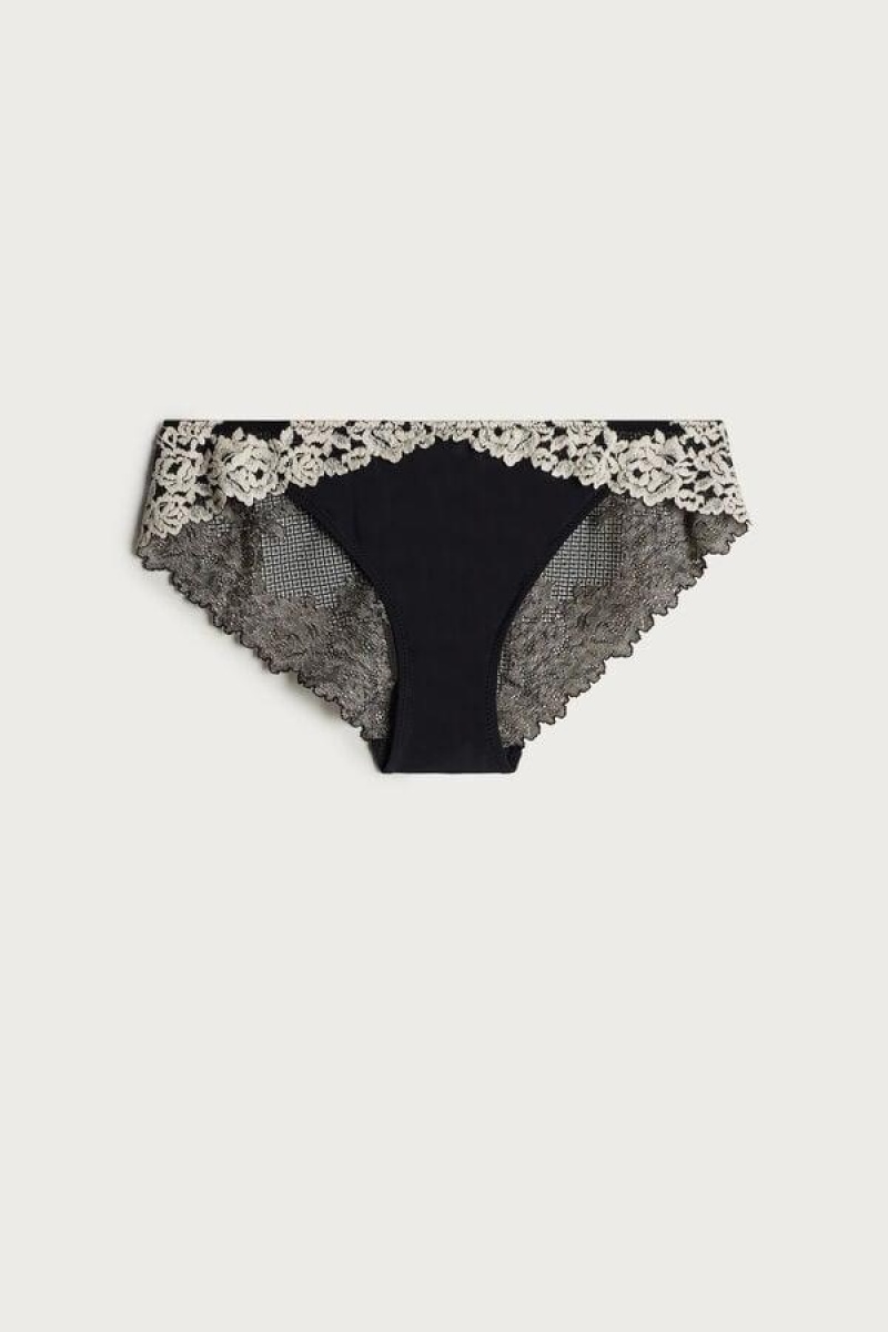 Intimissimi Pretty Flowers Trusser Dame Sort Hvide | DK3639FM