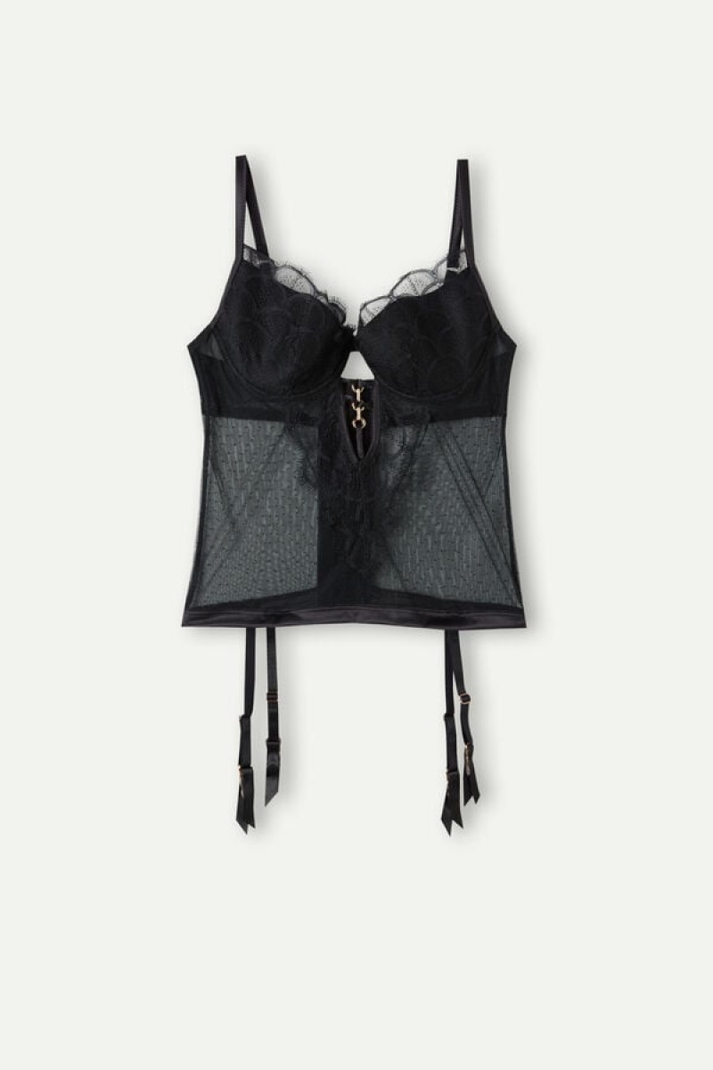 Intimissimi Pure Charme Guipure Demi Bustier Lingeri Dame Sort | DK4167YU