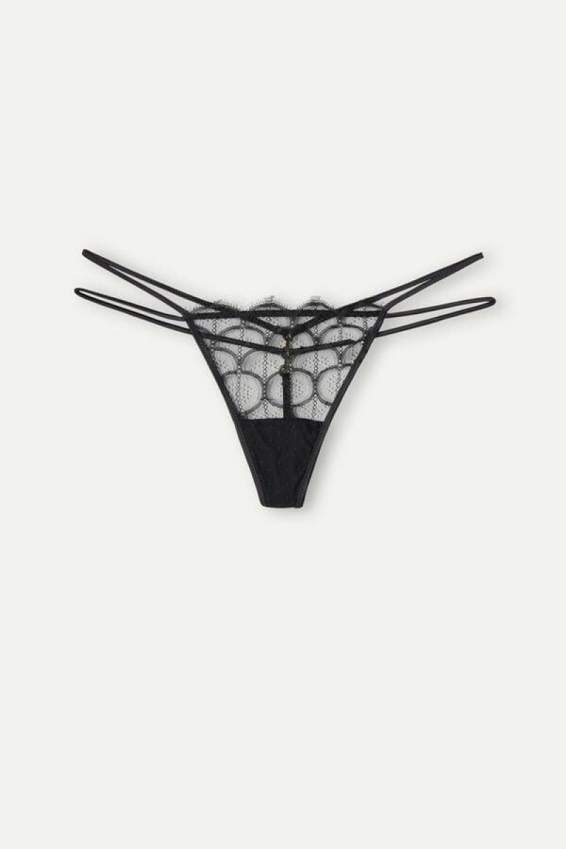 Intimissimi Pure Charme String Thong Trusser Dame Sort | DK3808QZ