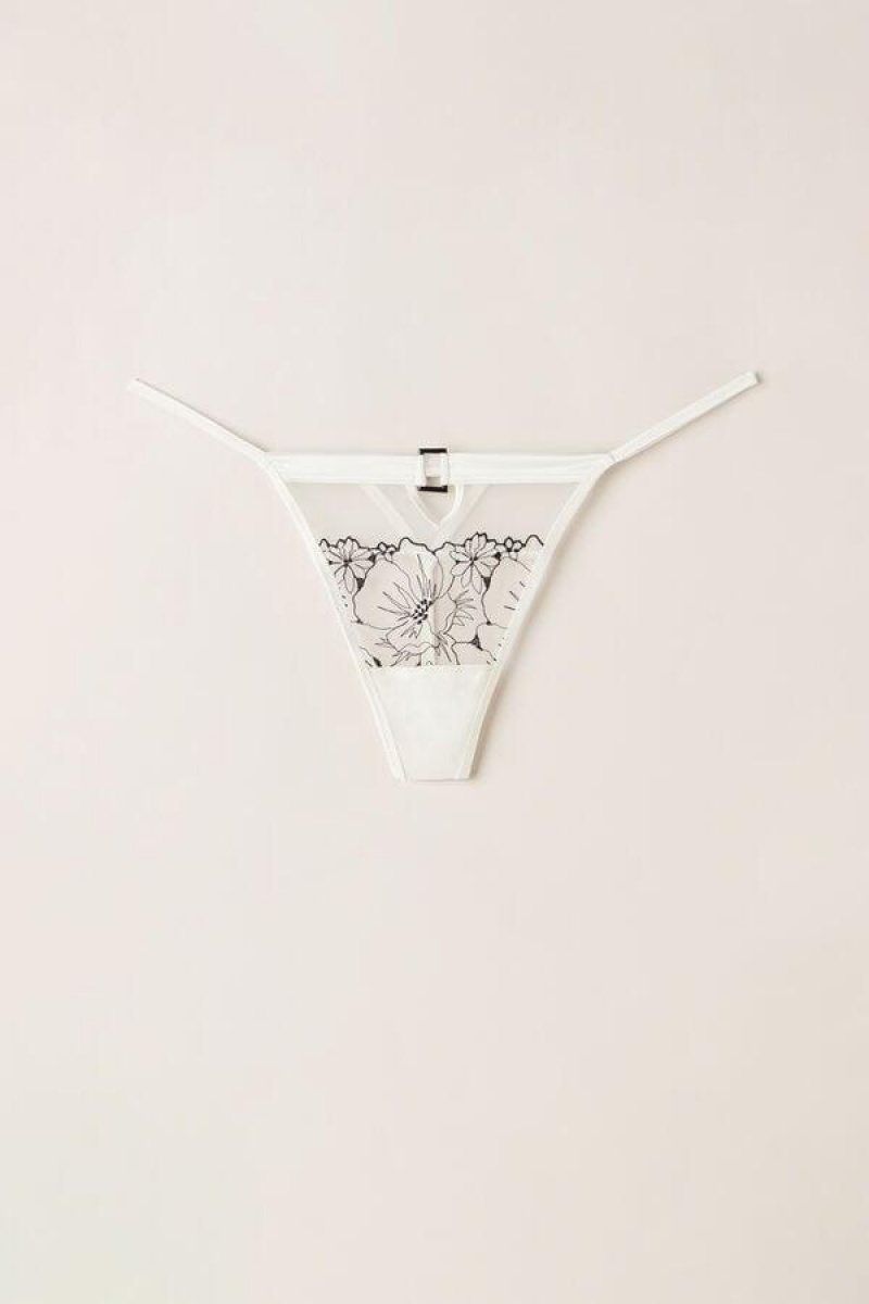 Intimissimi Pure Joy String Thong Trusser Dame Hvide Sort | DK3814XF