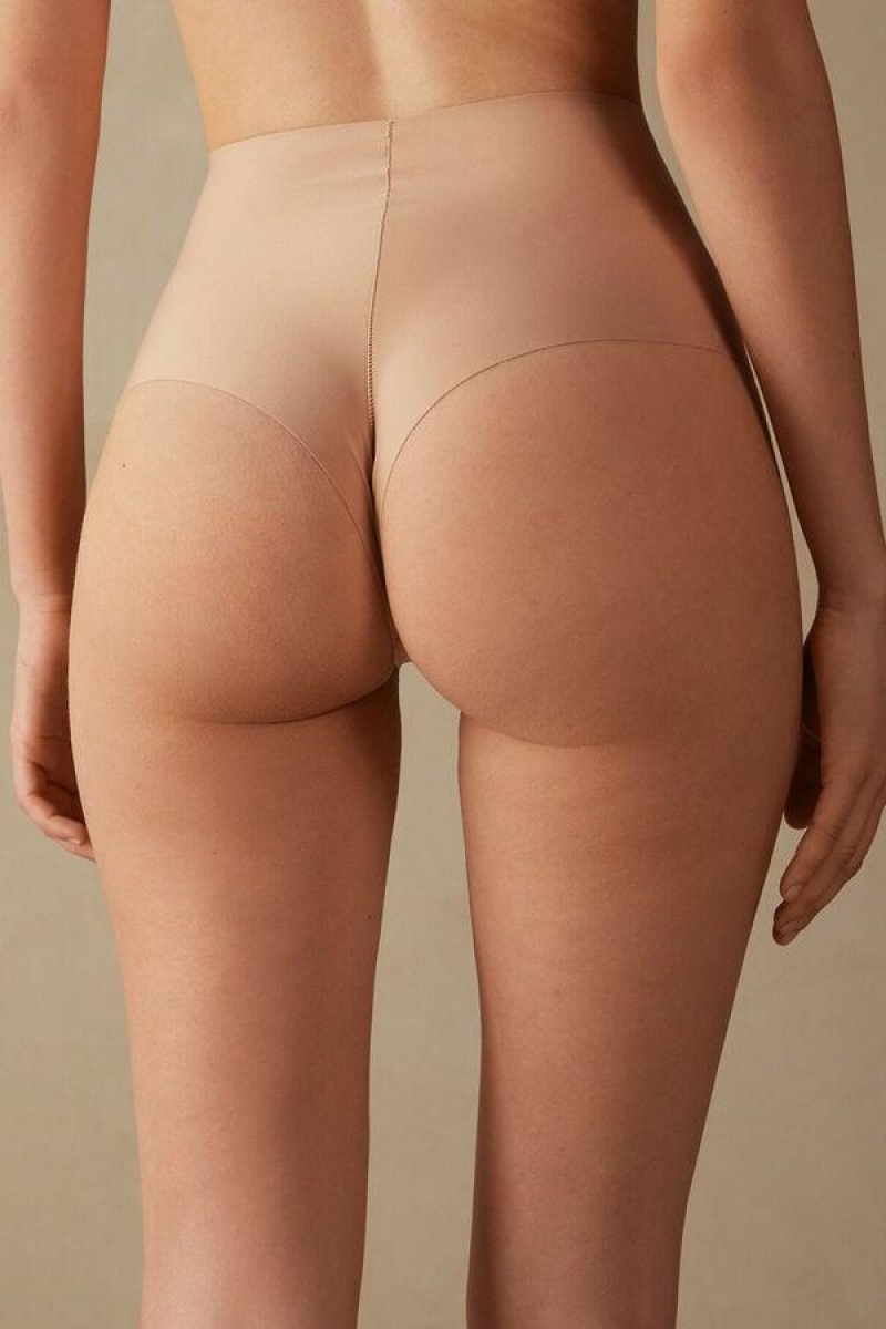 Intimissimi Raw-Cut Microfiber French Knickers Trusser Dame Beige | DK3732MA