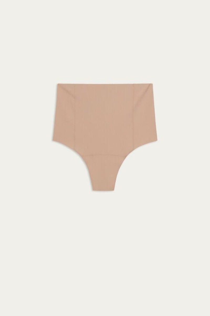 Intimissimi Raw-Cut Microfiber French Knickers Trusser Dame Beige | DK3732MA