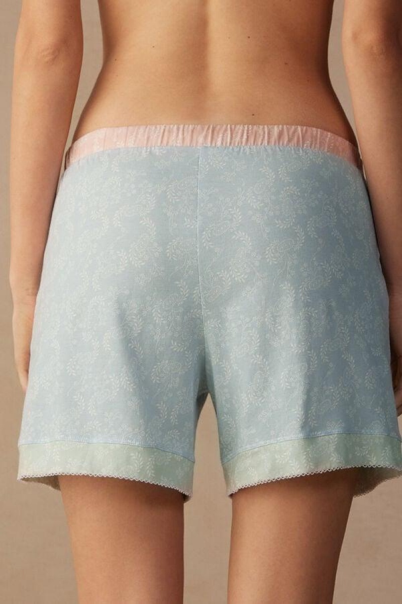 Intimissimi Romantic Cashmere Bomulds Shorts Pyjamas Dame Lyseblå | DK4086PQ