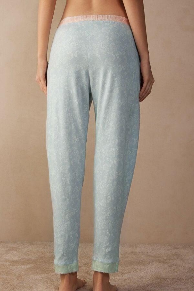 Intimissimi Romantic Cashmere Full Length Bomulds Pants Pyjamas Dame Lyseblå | DK4028HK