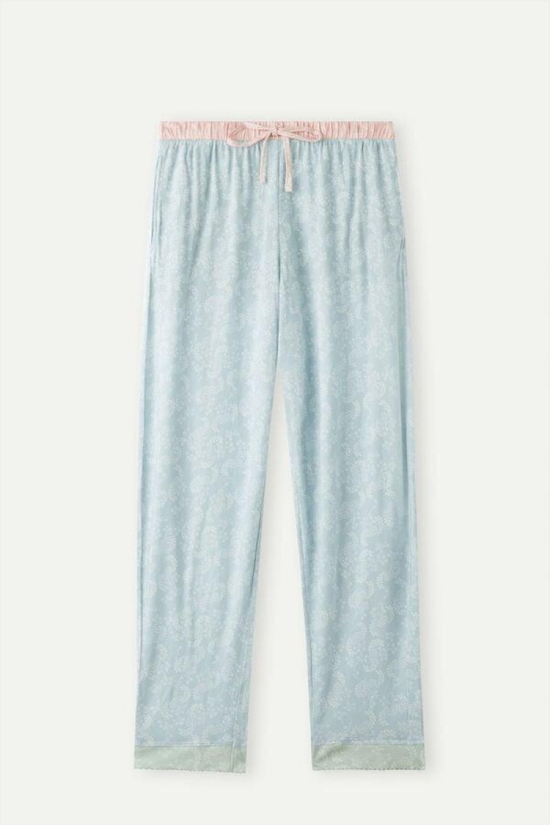 Intimissimi Romantic Cashmere Full Length Bomulds Pants Pyjamas Dame Lyseblå | DK4028HK