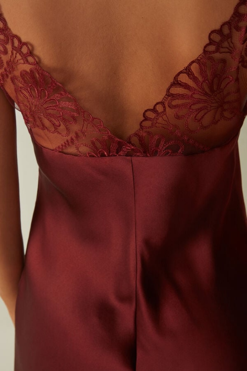 Intimissimi Romantic Life Silk Chemise Lingeri Dame Mørkerød | DK4127ZG