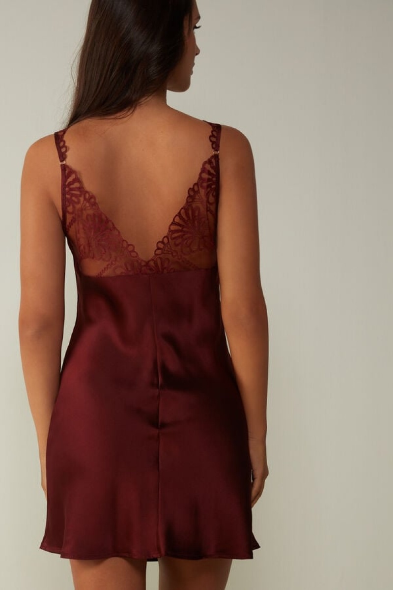 Intimissimi Romantic Life Silk Chemise Lingeri Dame Mørkerød | DK4127ZG