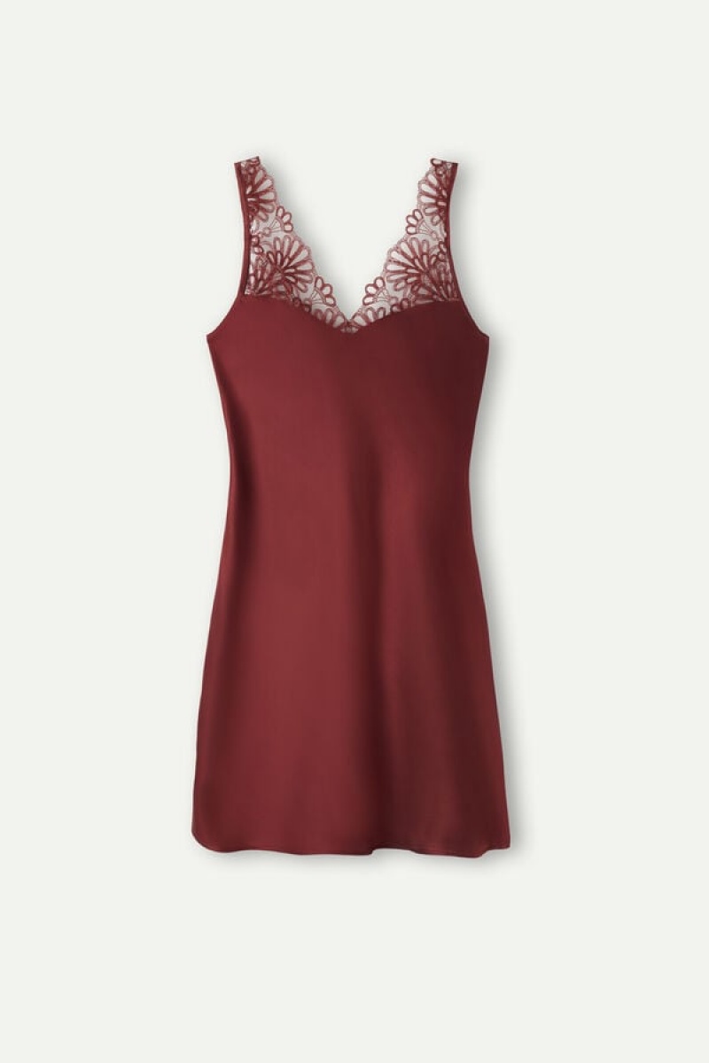 Intimissimi Romantic Life Silk Chemise Lingeri Dame Mørkerød | DK4127ZG