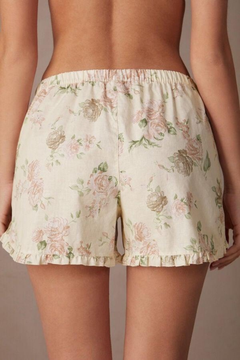 Intimissimi Scent of Roses Bomulds Cloth Shorts Pyjamas Dame Flerfarvede Hvide | DK4085AP