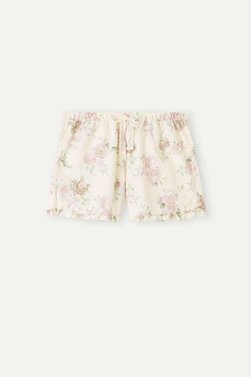 Intimissimi Scent of Roses Bomulds Cloth Shorts Pyjamas Dame Flerfarvede Hvide | DK4085AP