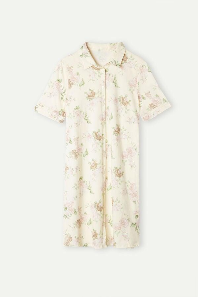 Intimissimi Scent of Roses Bomulds Nightshirt Pyjamas Dame Flerfarvede Hvide | DK3840FM