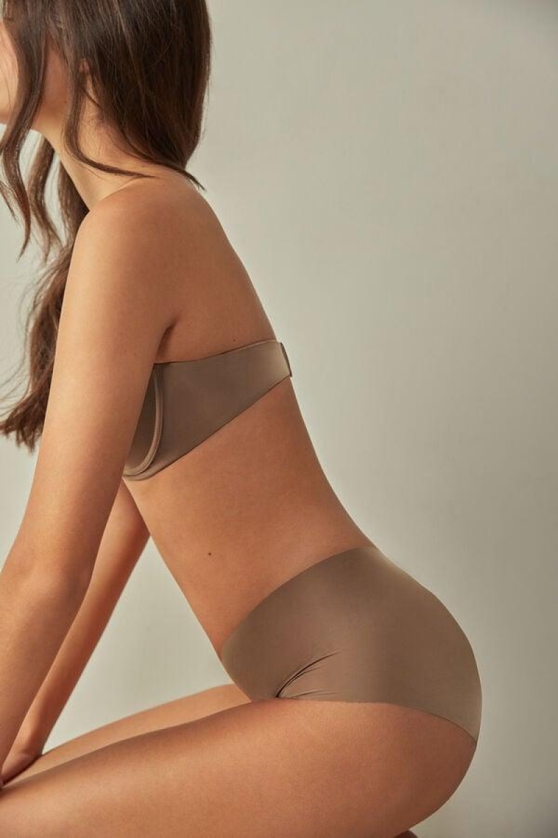 Intimissimi Seamless Microfiber Hipster Trusser Dame Mørkebeige | DK3728RW