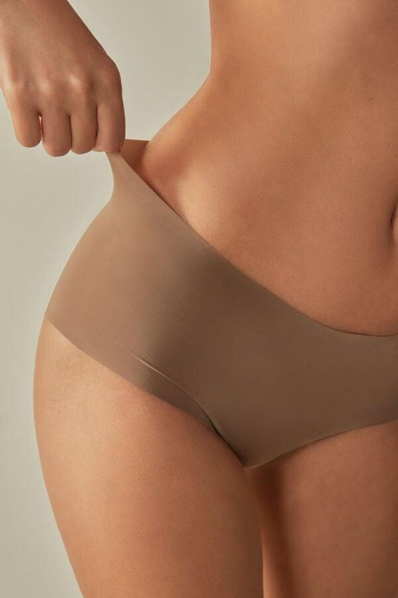 Intimissimi Seamless Microfiber Hipster Trusser Dame Mørkebeige | DK3728RW