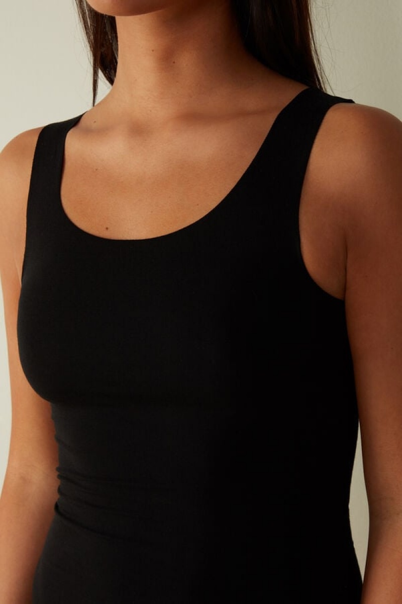 Intimissimi Seamless Supima® Bomulds Tank Top Dame Sort | DK4377RW