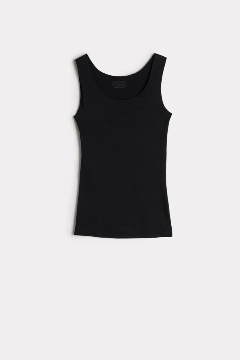 Intimissimi Seamless Supima® Bomulds Tank Top Dame Sort | DK4377RW