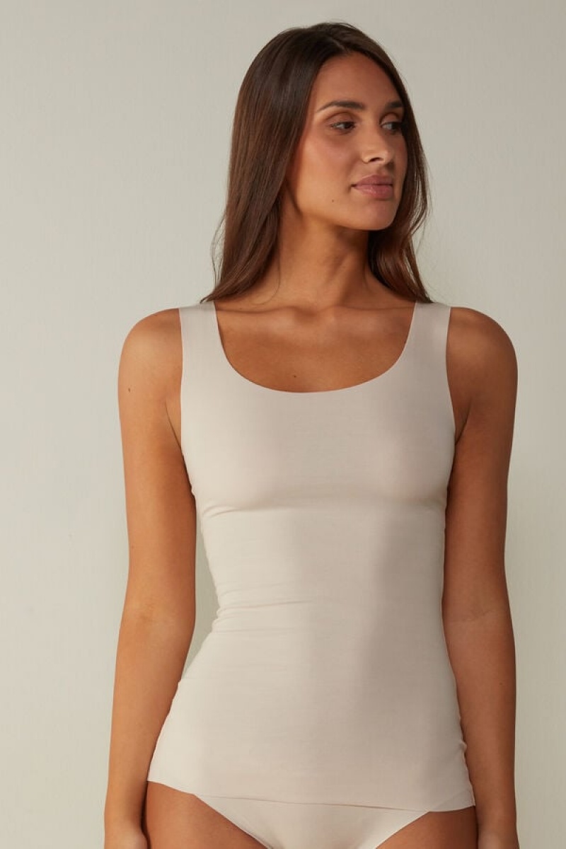 Intimissimi Seamless Supima® Bomulds Tank Top Dame Lyserød | DK4372OR