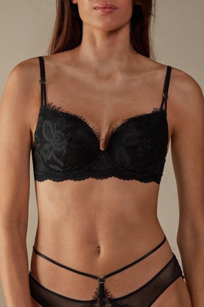 Intimissimi Sensual Unbounded Balconette BH Dame Sort | DK5005PQ