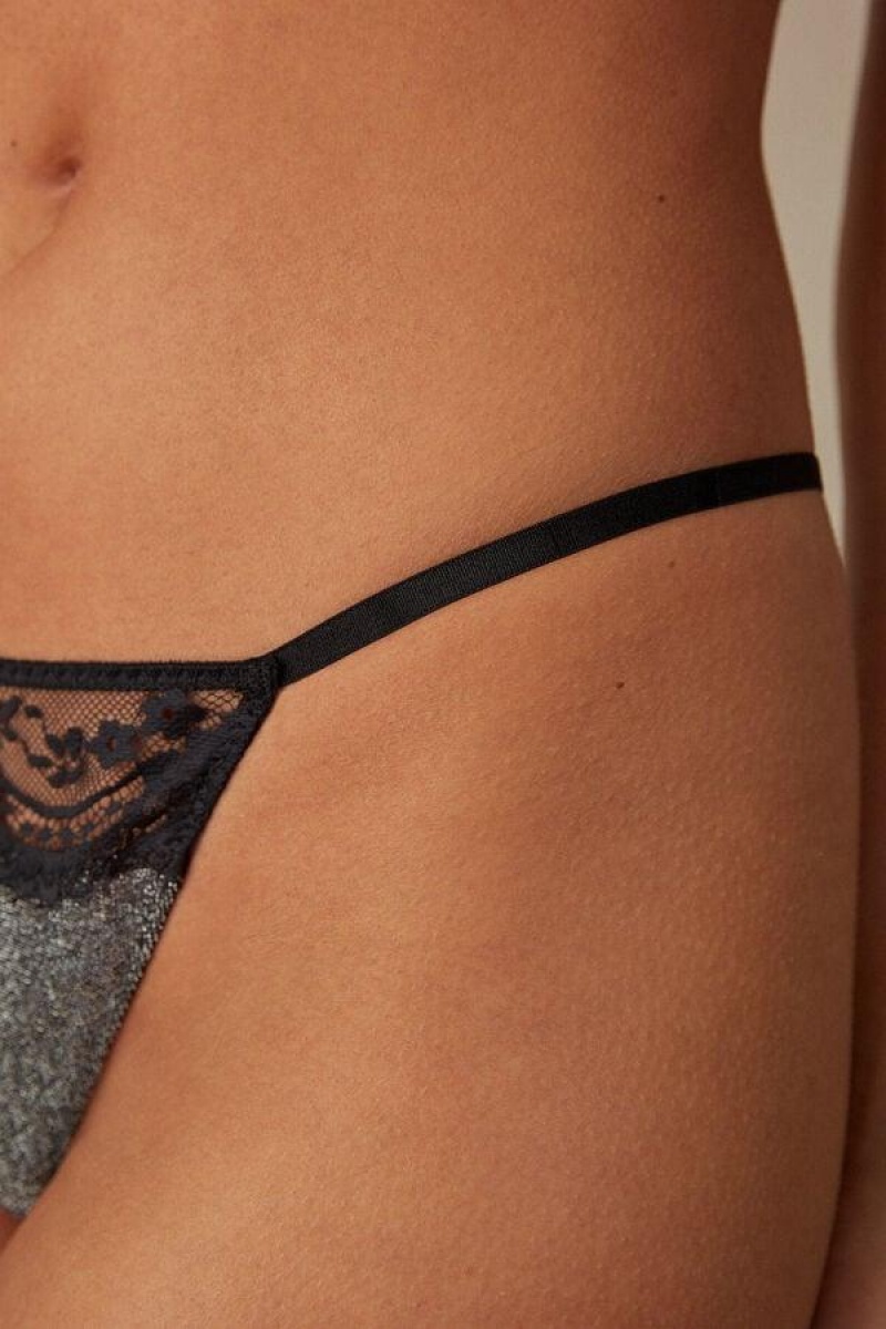 Intimissimi Shimmer All Night String Thong Trusser Dame Sølv | DK3795FM