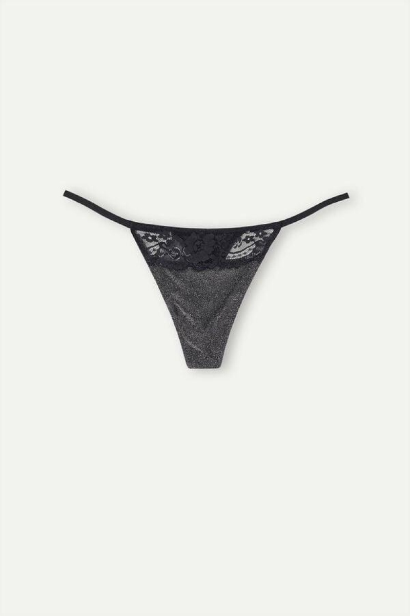 Intimissimi Shimmer All Night String Thong Trusser Dame Sølv | DK3795FM