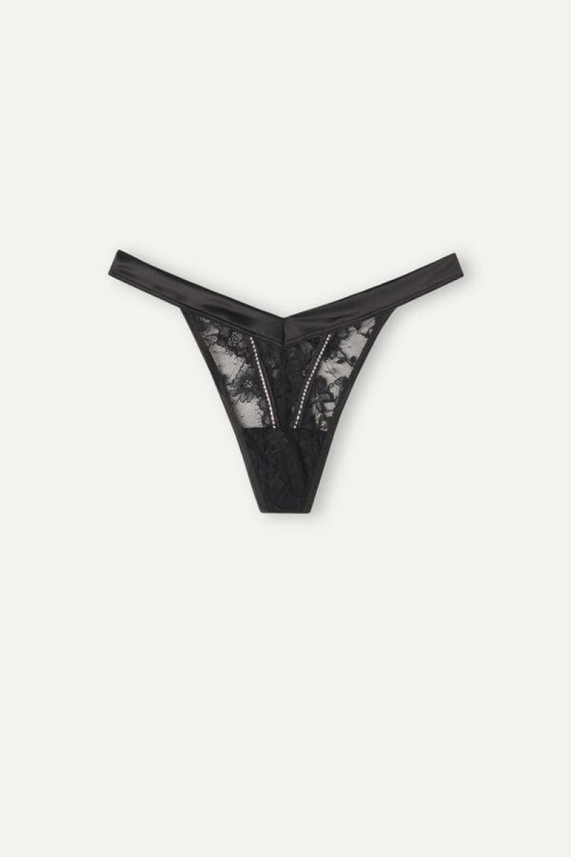 Intimissimi Shine High Like Stars ‘80s Stil Thong Trusser Dame Sort | DK3793HK