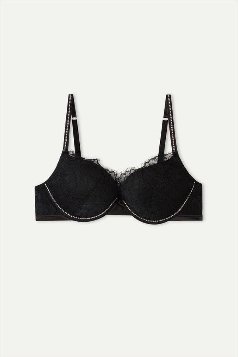 Intimissimi Shine High Like Stars Elettra Super Push-up BH Dame Sort | DK4764IS