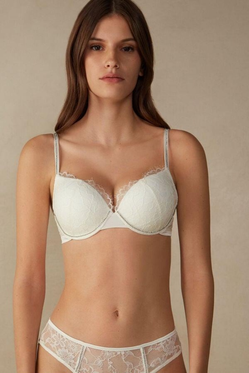 Intimissimi Shine High Like Stars Elettra Super Push-up BH Dame Hvide | DK4759DN