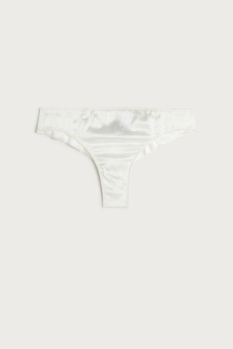 Intimissimi Silk Cheeky Briefs Trusser Dame Hvide | DK3502XF