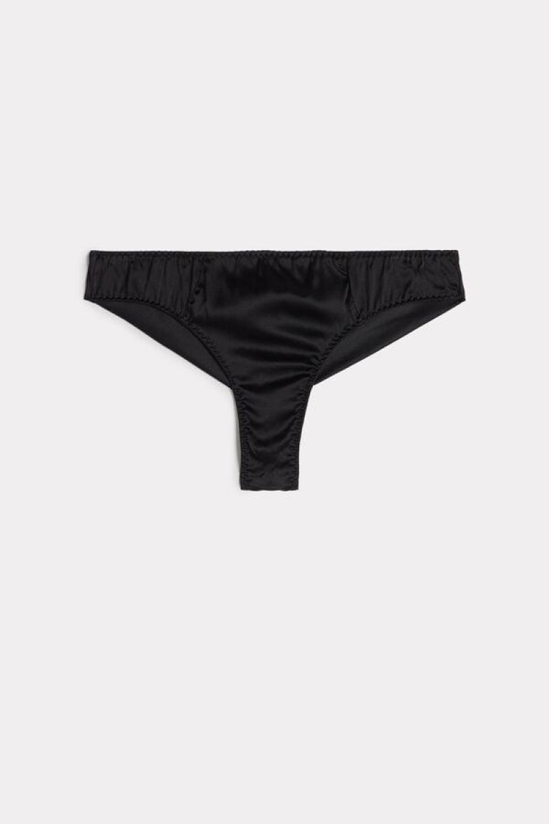 Intimissimi Silk Cheeky Briefs Trusser Dame Sort | DK3500VD