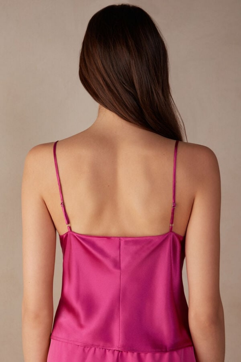 Intimissimi Silk Crop Camisole Tank Top Dame Lyserød | DK4300RW