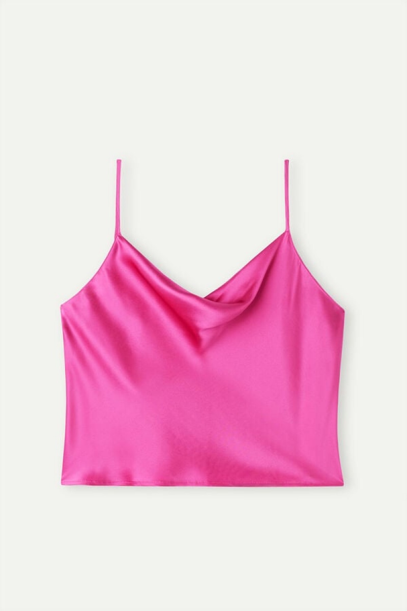 Intimissimi Silk Crop Camisole Tank Top Dame Lyserød | DK4300RW