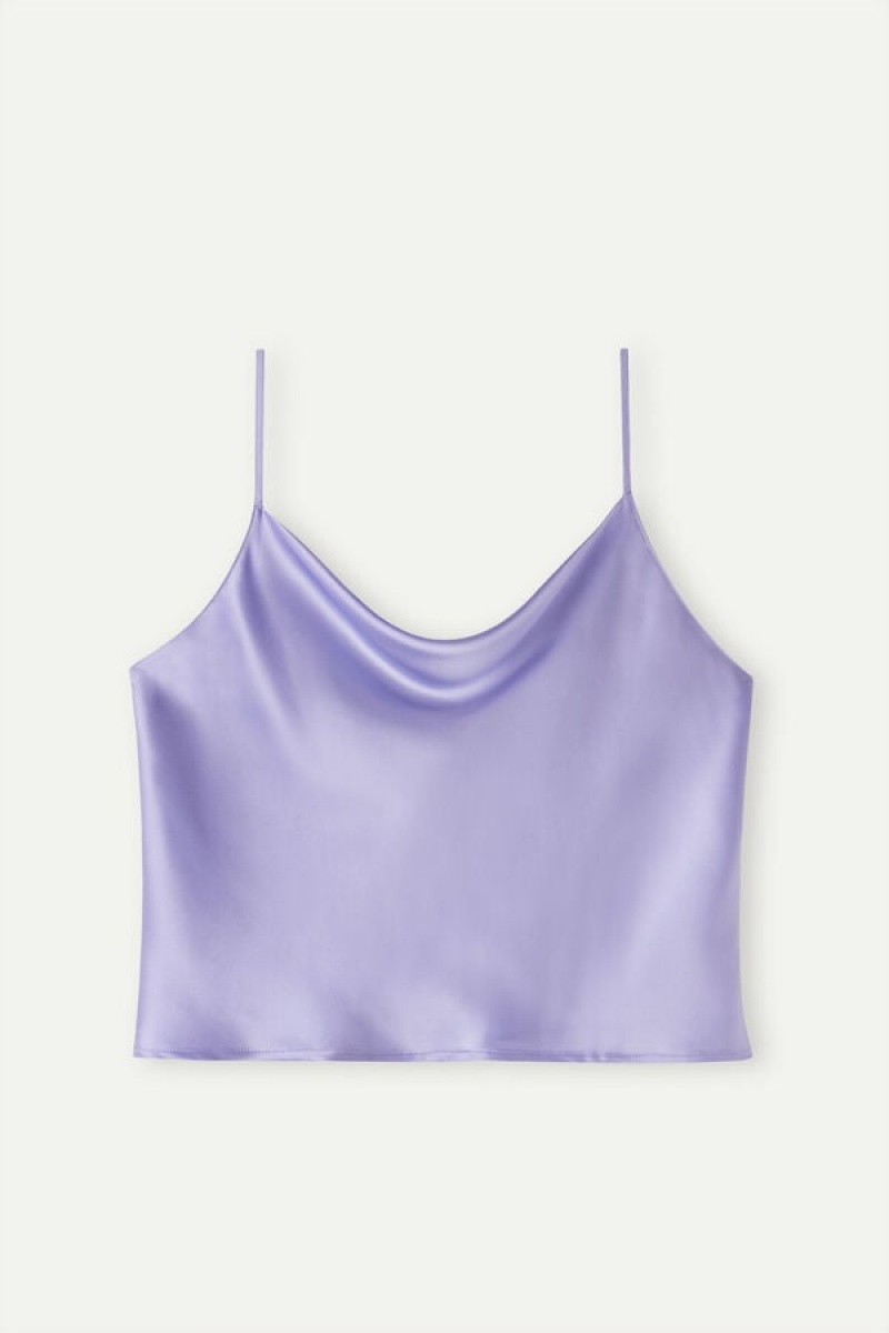 Intimissimi Silk Crop Camisole Tank Top Dame Lavendel | DK4298YU