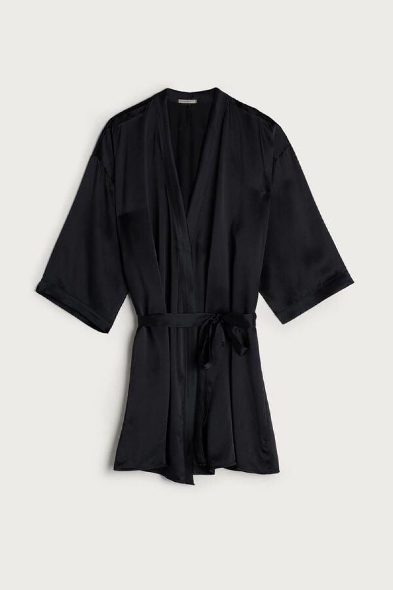 Intimissimi Silk Kimono Pyjamas Dame Sort | DK3844PQ