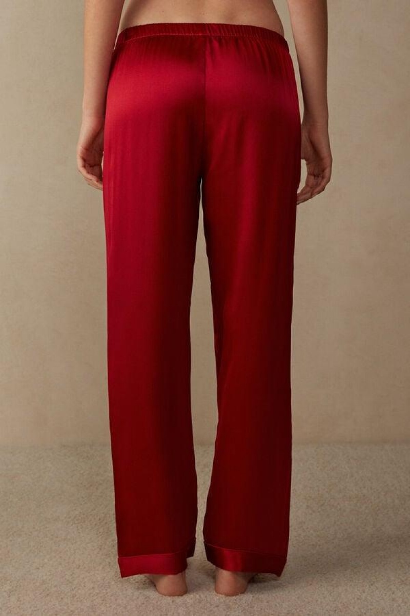 Intimissimi Silk Satin Pants Pyjamas Dame Rød | DK3982PQ