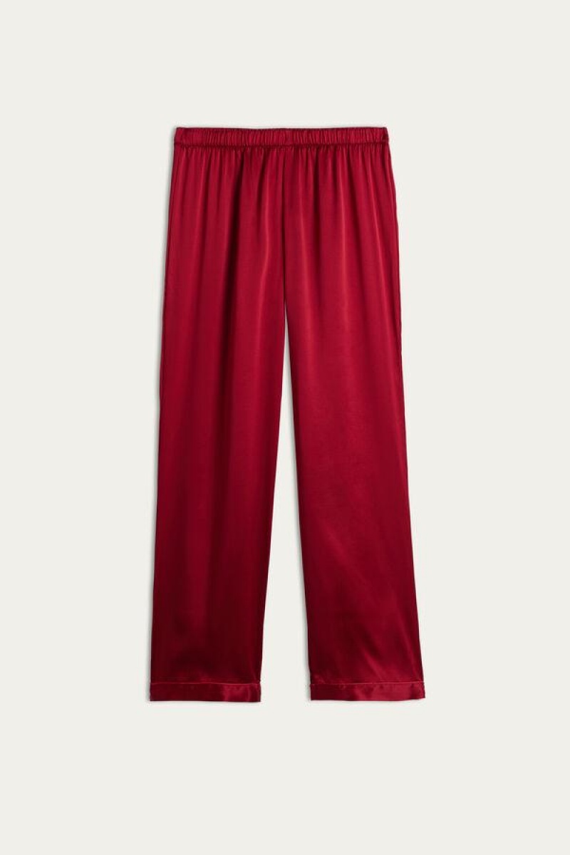 Intimissimi Silk Satin Pants Pyjamas Dame Rød | DK3982PQ