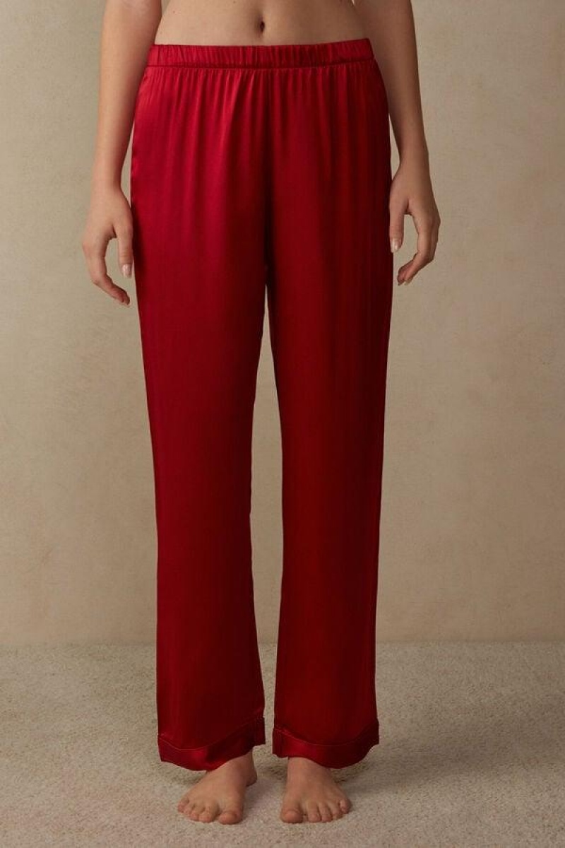 Intimissimi Silk Satin Pants Pyjamas Dame Rød | DK3982PQ