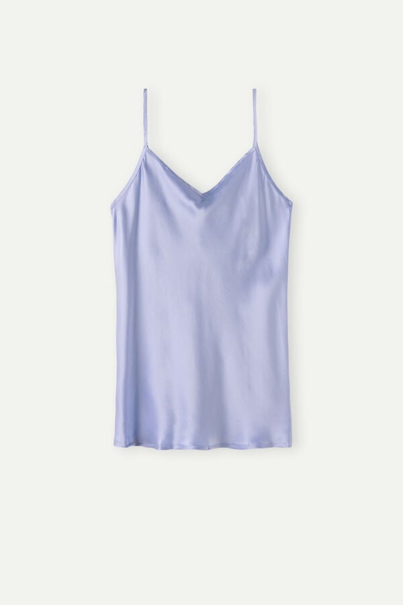 Intimissimi Silk Satin with V-neckline Tank Top Dame Lavendel | DK4316DN