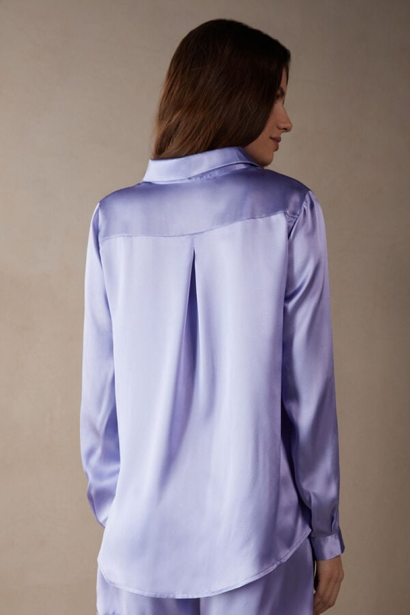 Intimissimi Silk Shirt Lange Ærmer Dame Lavendel | DK4222EX