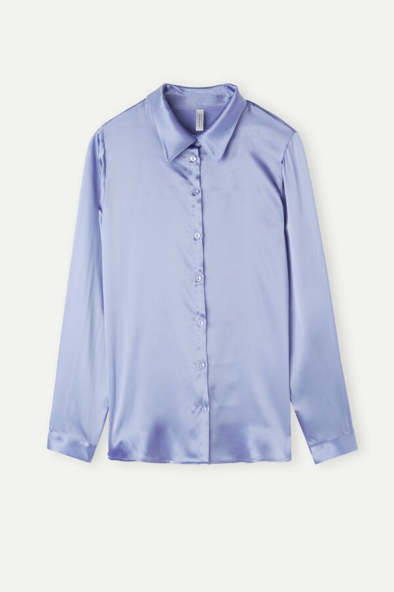 Intimissimi Silk Shirt Lange Ærmer Dame Lavendel | DK4222EX