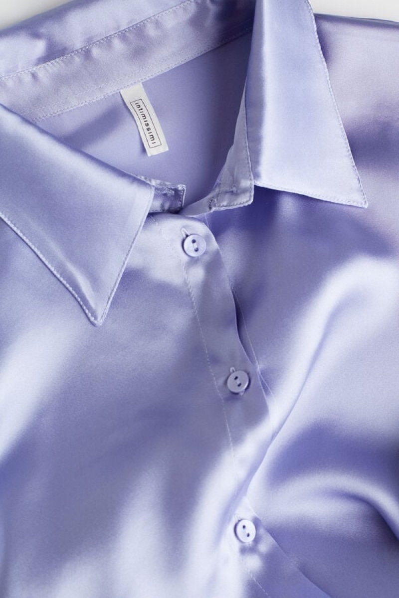 Intimissimi Silk Shirt Lange Ærmer Dame Lavendel | DK4222EX