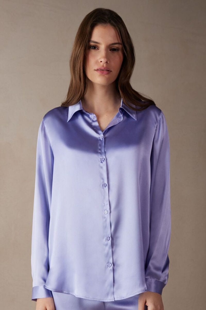 Intimissimi Silk Shirt Lange Ærmer Dame Lavendel | DK4222EX