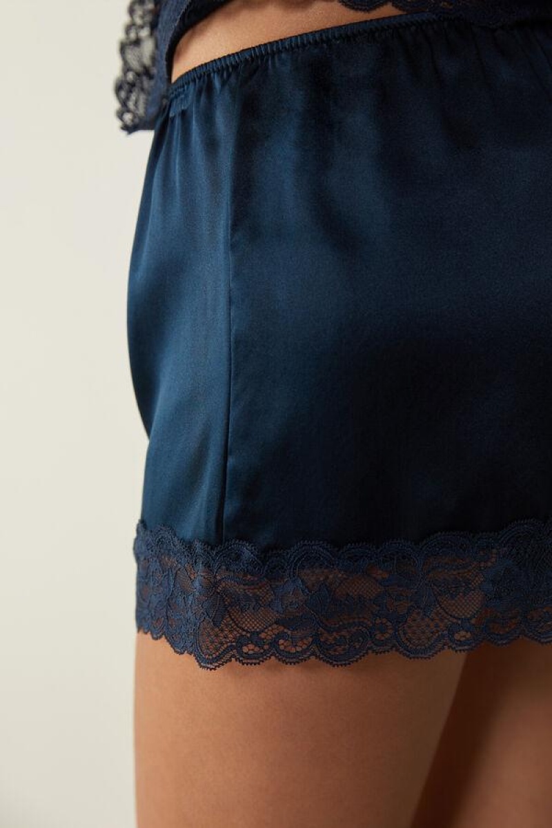 Intimissimi Silk Shorts Pyjamas Dame Blå | DK4057SO