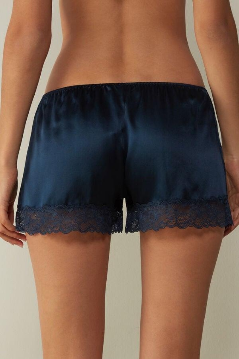 Intimissimi Silk Shorts Pyjamas Dame Blå | DK4057SO