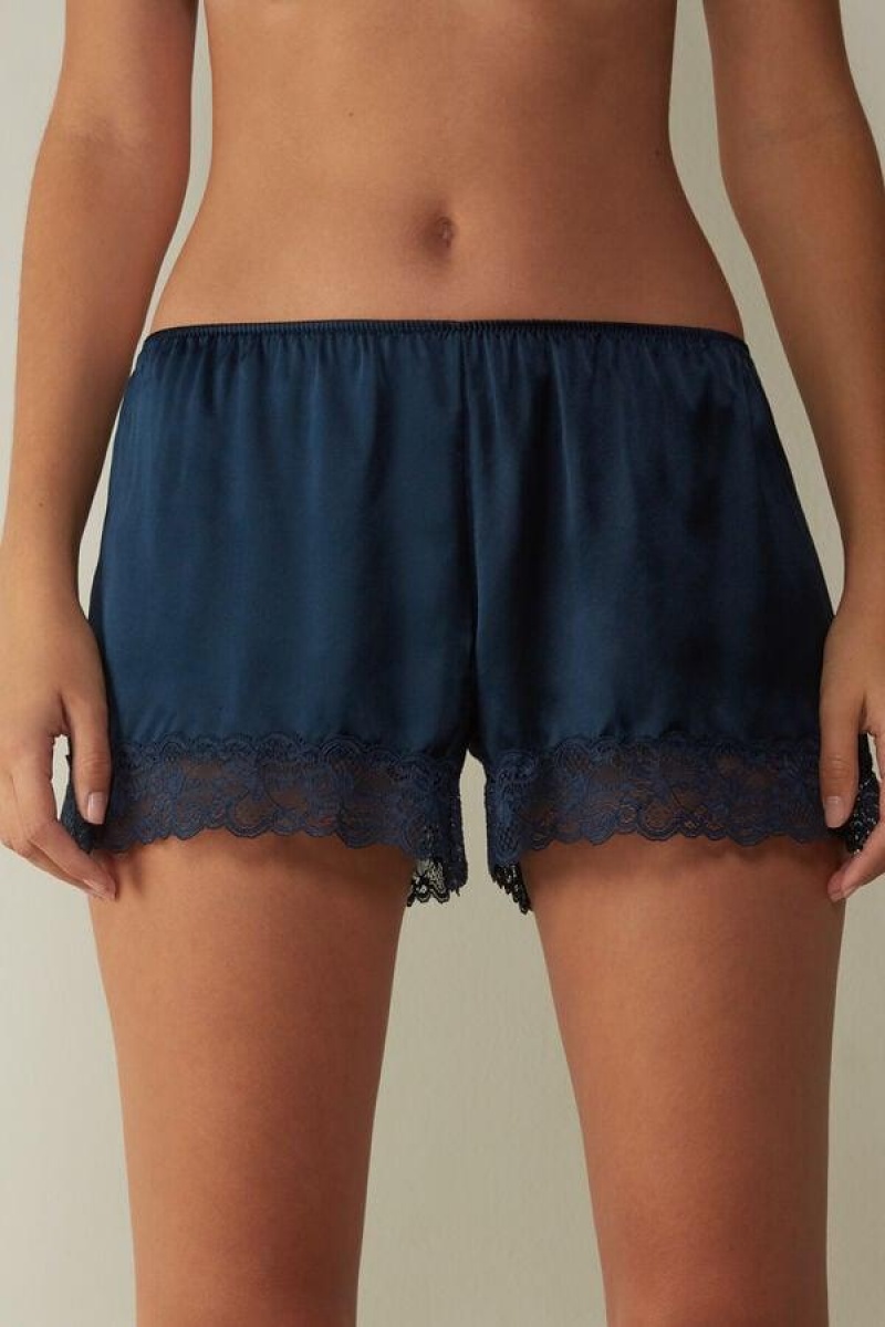 Intimissimi Silk Shorts Pyjamas Dame Blå | DK4057SO