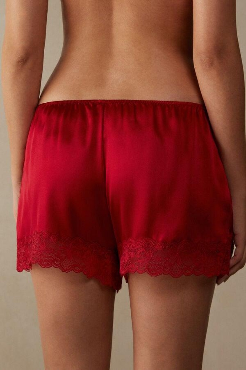 Intimissimi Silk Shorts Pyjamas Dame Rød | DK4049DN