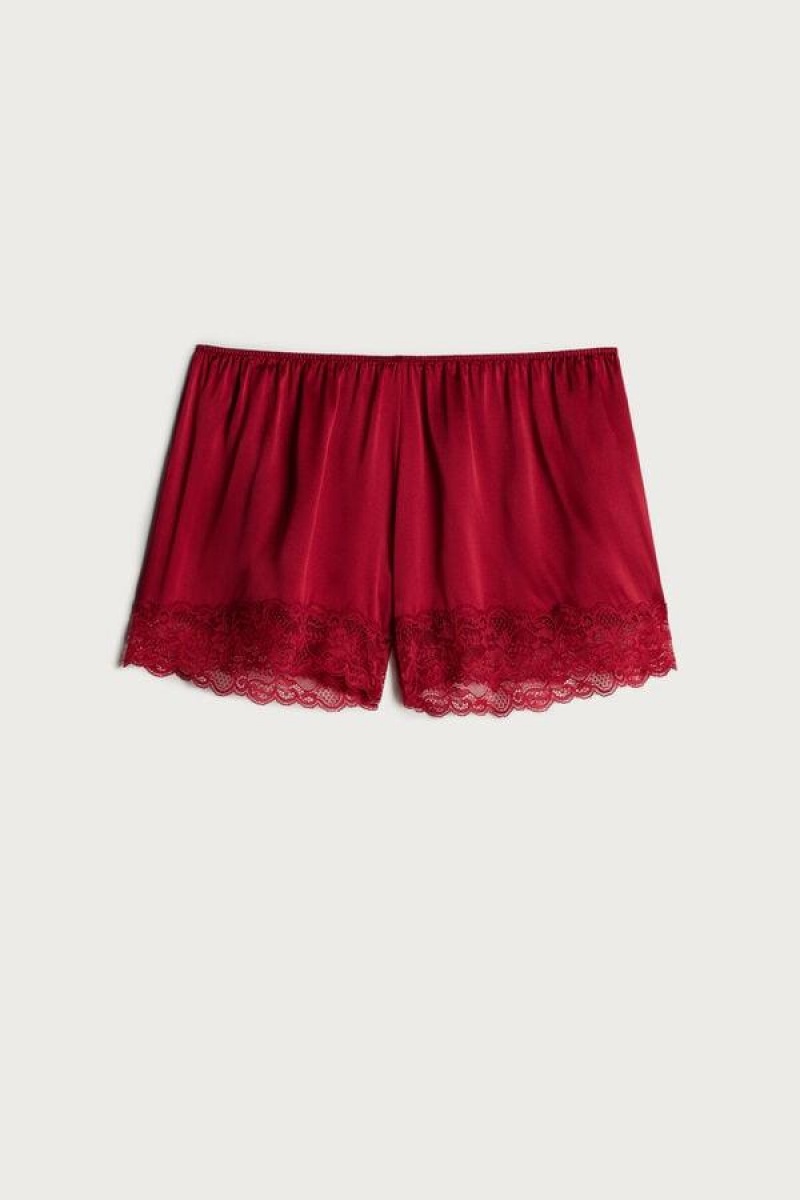 Intimissimi Silk Shorts Pyjamas Dame Rød | DK4049DN