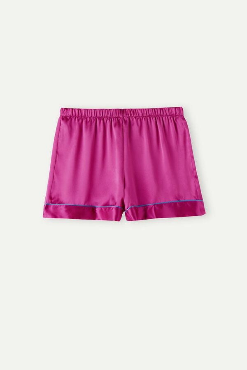 Intimissimi Silk Shorts with Contrast Trim Pyjamas Dame Lyserød | DK4075ZG