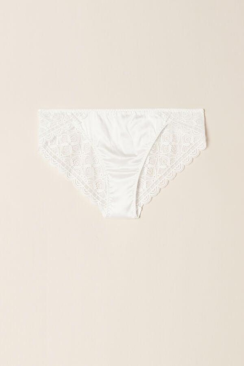 Intimissimi Silk and Blonder Briefs Trusser Dame Hvide | DK3610JJ